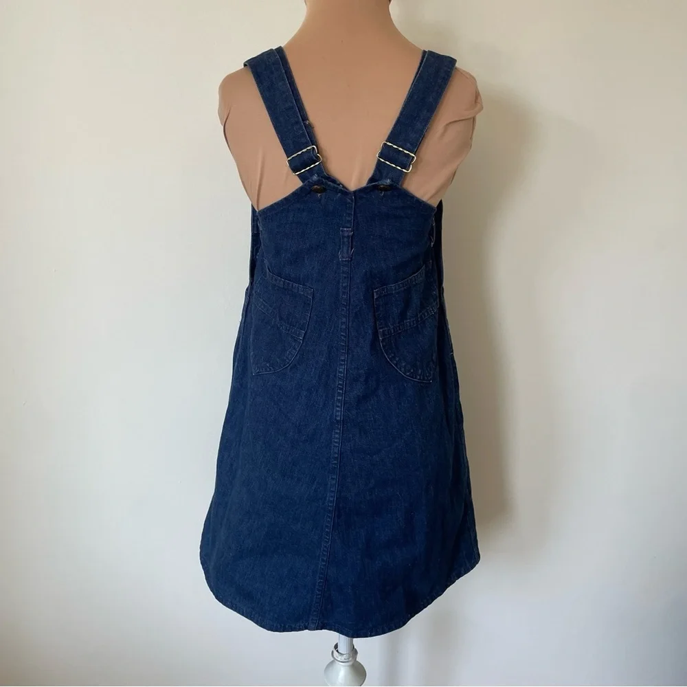 Vintage OshKosh B'gosh Girl's Blue Jean Overall Cotton Denim Dress USA EUC Sz 14